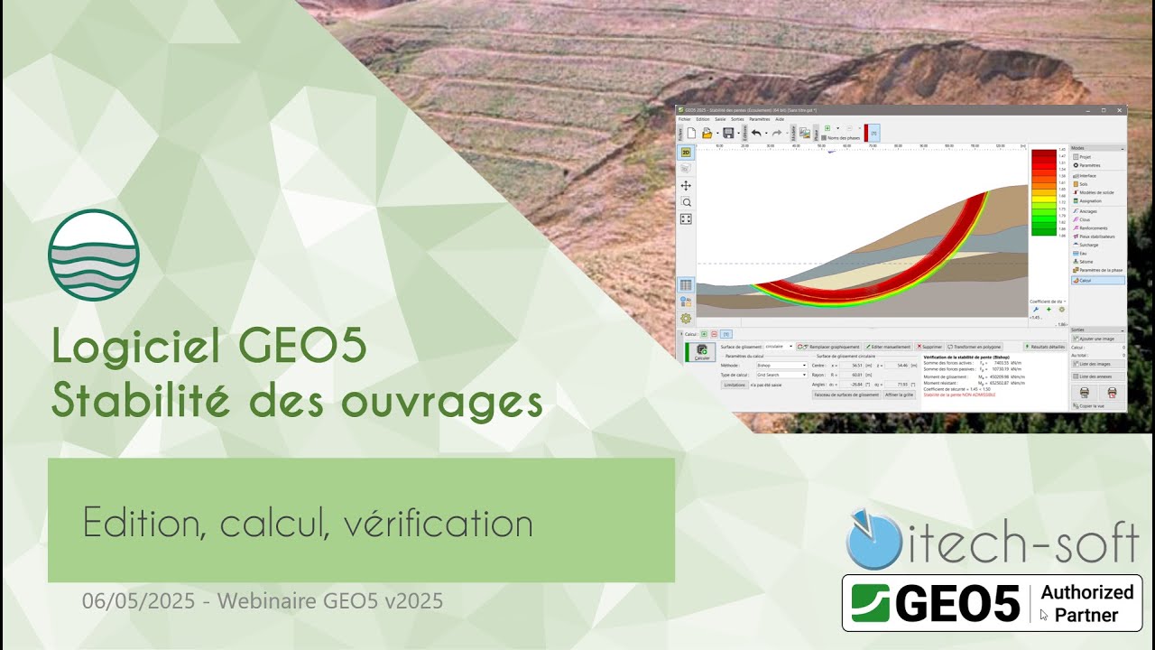 GEO5 Stabilité des Pentes -  Conception et vérification de la stabilité des ouvrages géotechniques