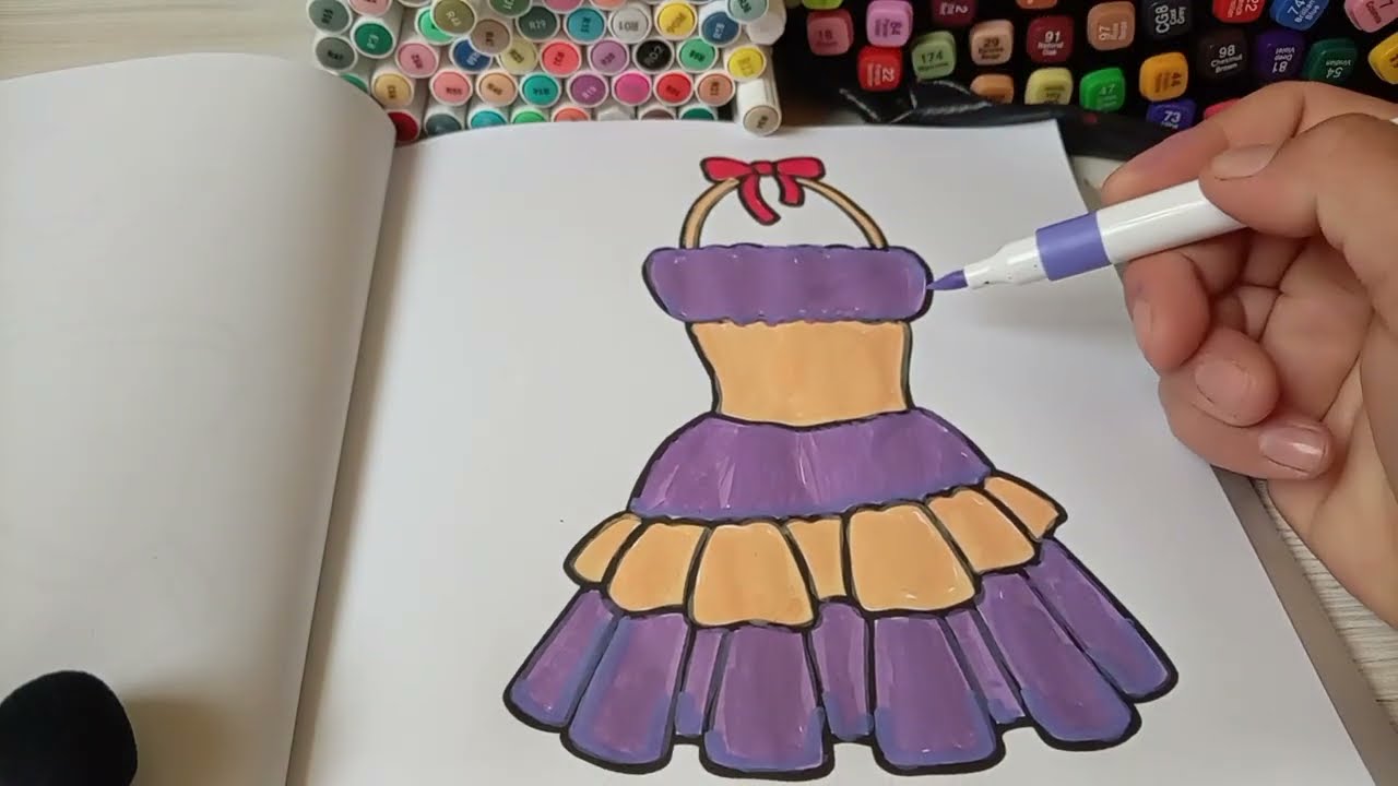Coloring ASMR 🎨 | Coloring a Dress from Fashion Vibes Book | Relaxing Sounds