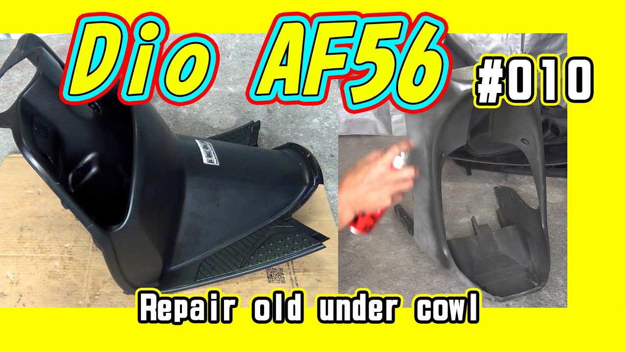 Honda Dio AF56 復活！古びたインナーカウルとアンダーカウルをシリコンスプレーで復元作業　Repair old under cowl and Inner cowl.