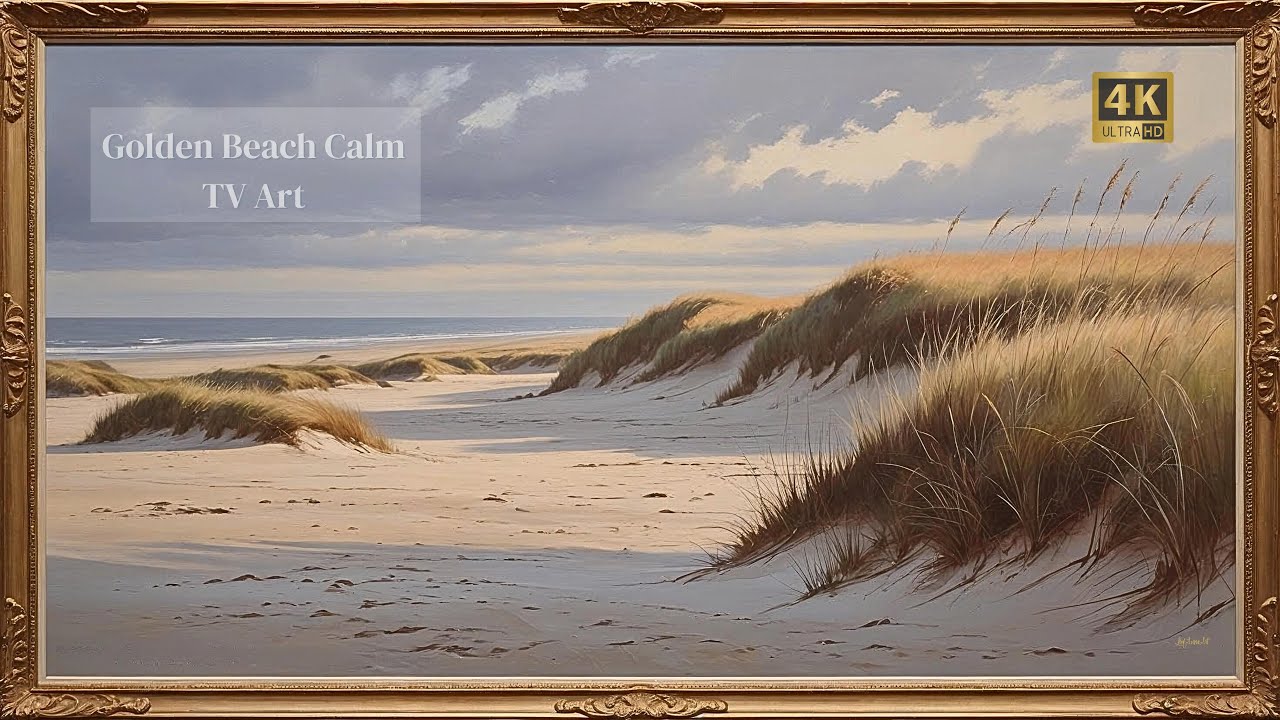 FREE FRAME TV ART VINTAGE COASTAL SERENITY SCREENSAVER BACKGROUND BEACH PAINTING NO MUSIC WALLPAPER