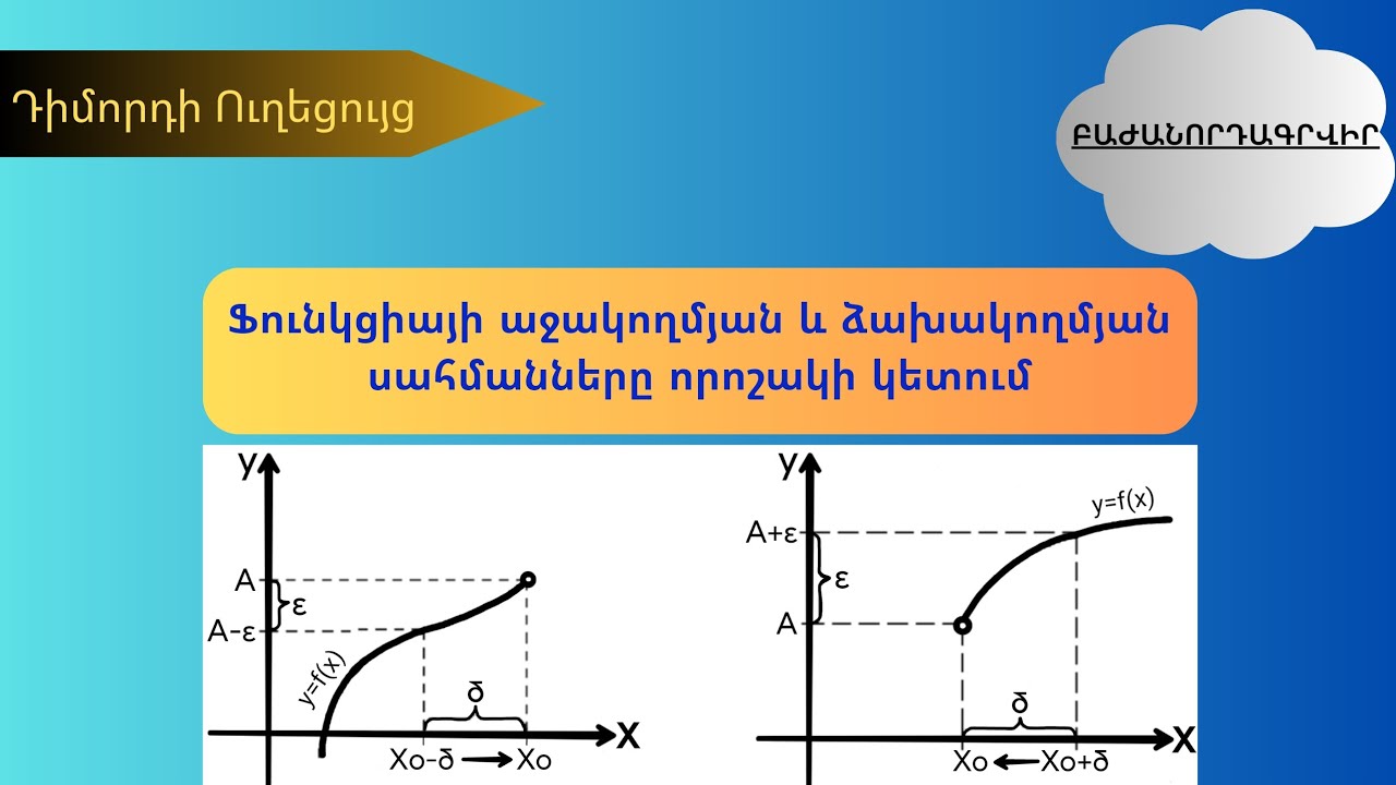 Ֆունկցիայի աջակողմյան և ձախակողմյան սահմանները որոշակի կետում: | @dimordiuxecuyc