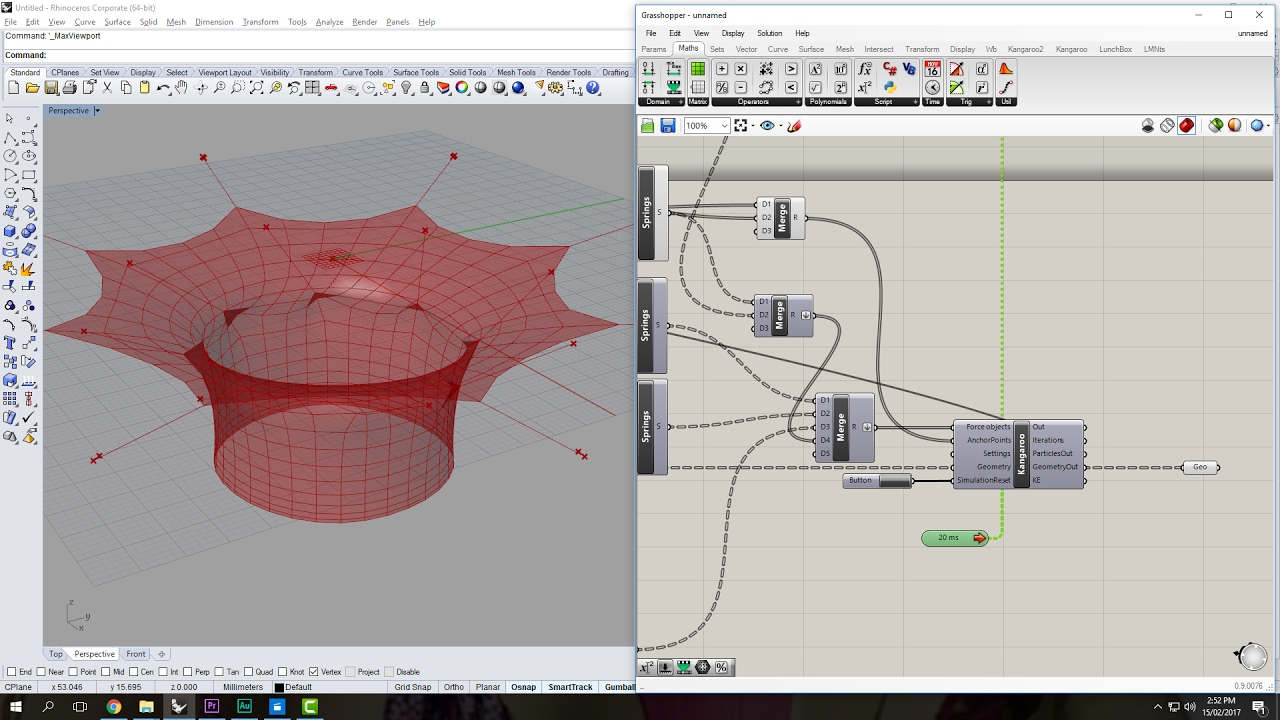 Warp/weft simulations in Kangaroo (New tutorial style)