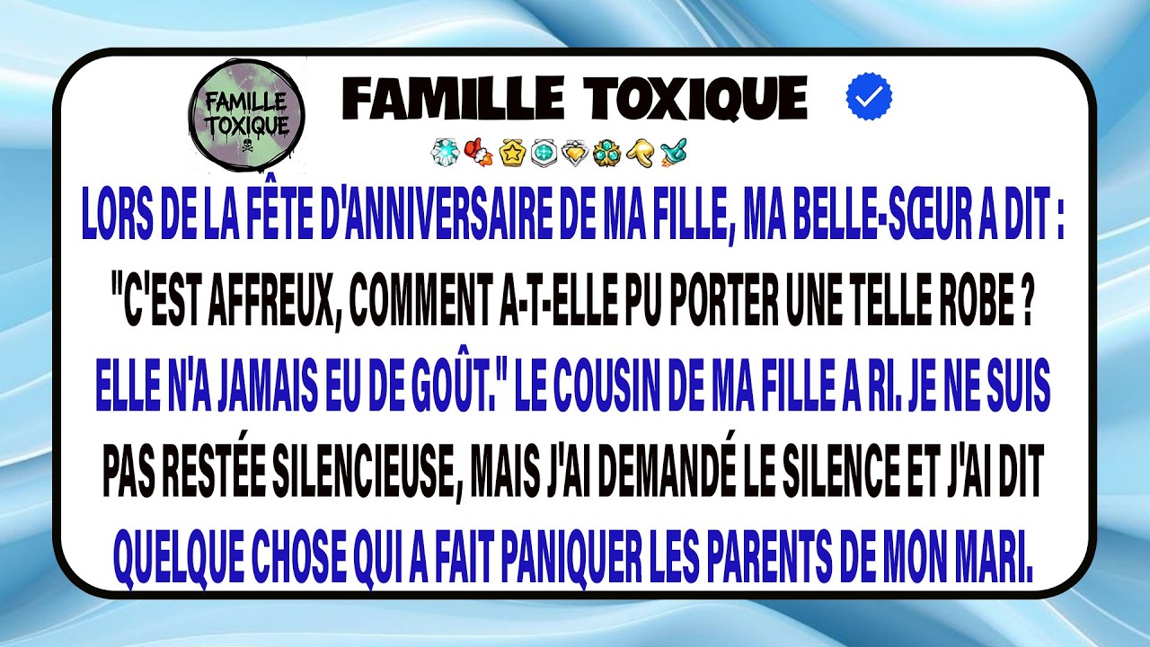 À L’anniversaire De Ma Fille, Ma Belle-sœur A Tenu Des Propos Cruels Sur Sa Robe Devant Tous.