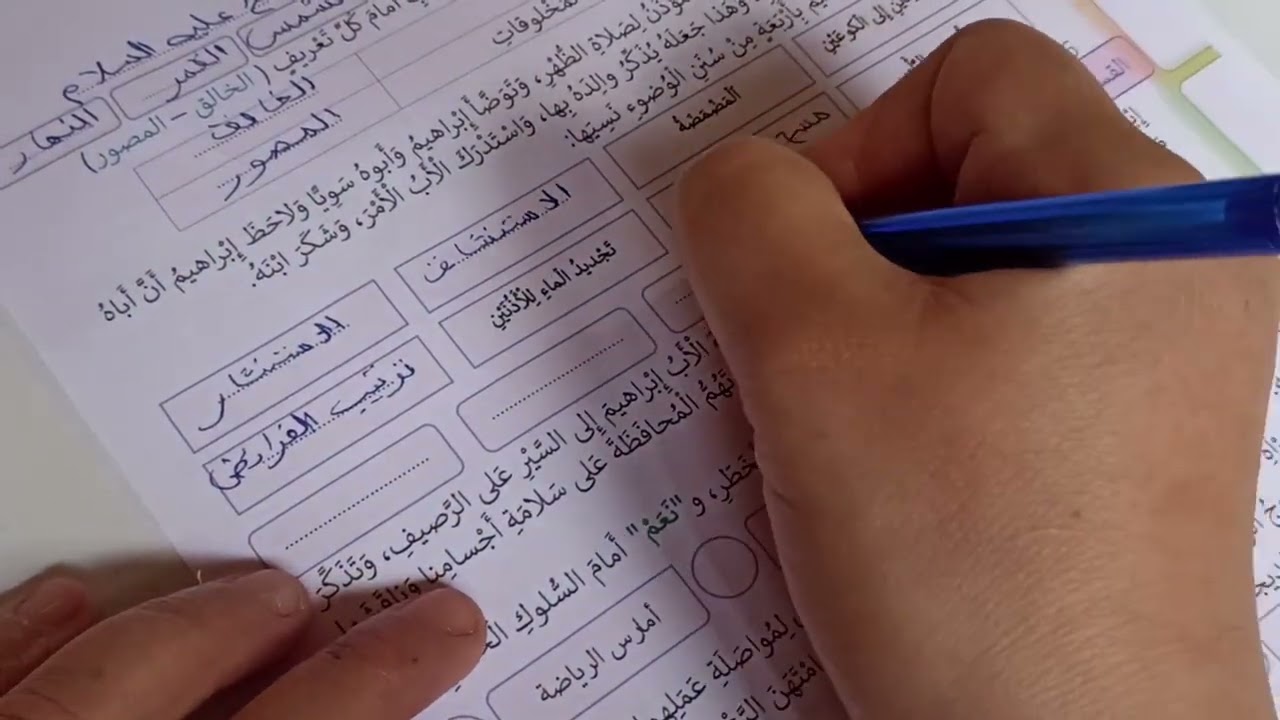 فرض المرحلة الثالثة مادة التربية الإسلامية المستوى الثالث/الفرض الأول في الدورة الثانية 
