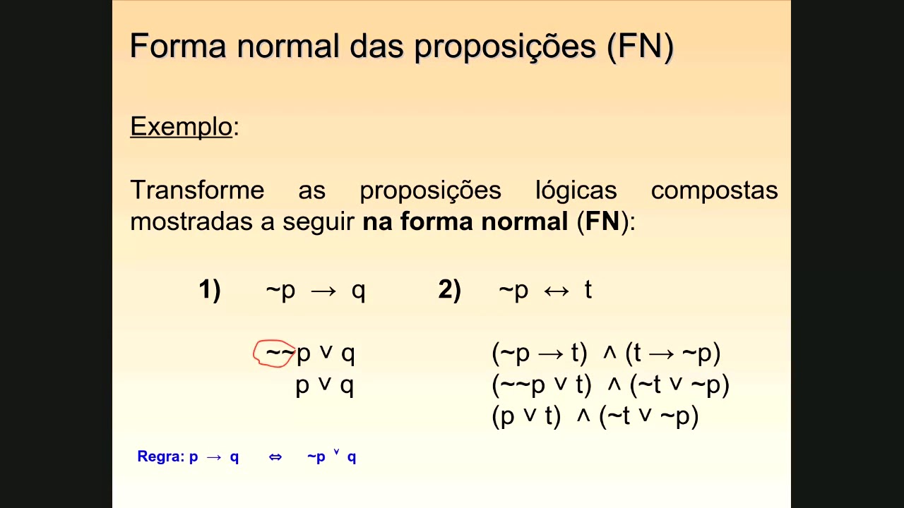 Aula 09: FN(Forma Normal), FNC(Forma Normal Conjuntiva), FND(Forma Normal Disjuntiva),Lógica CCp PTA