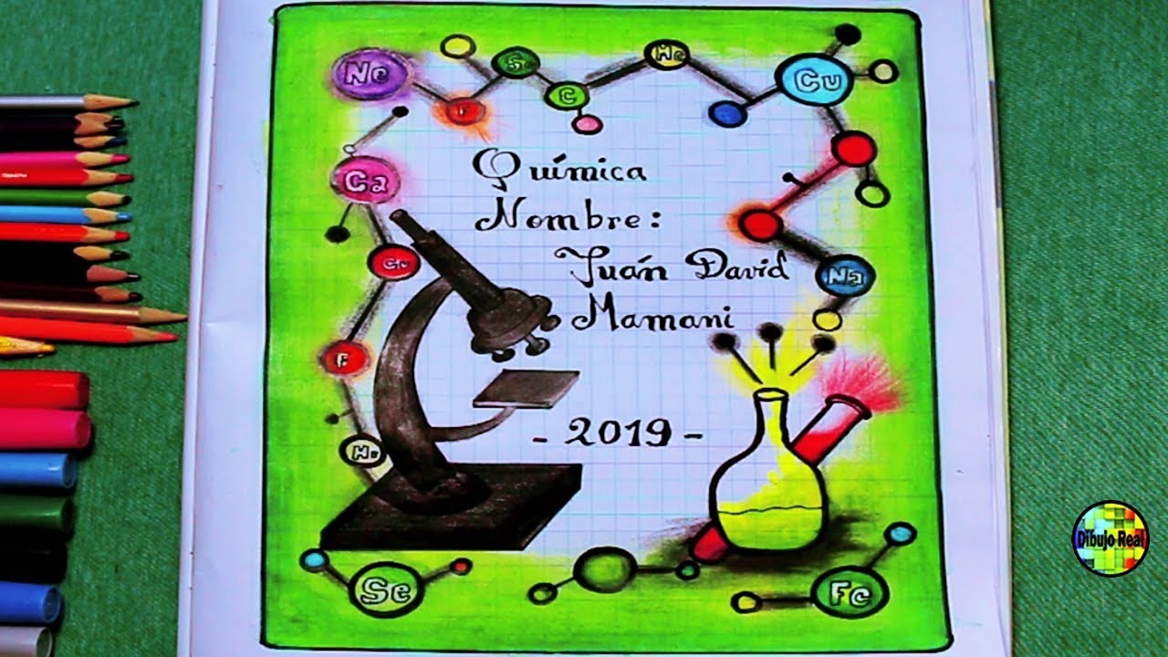 Como dibujar caratula  para QUÍMICA  fácil 2019