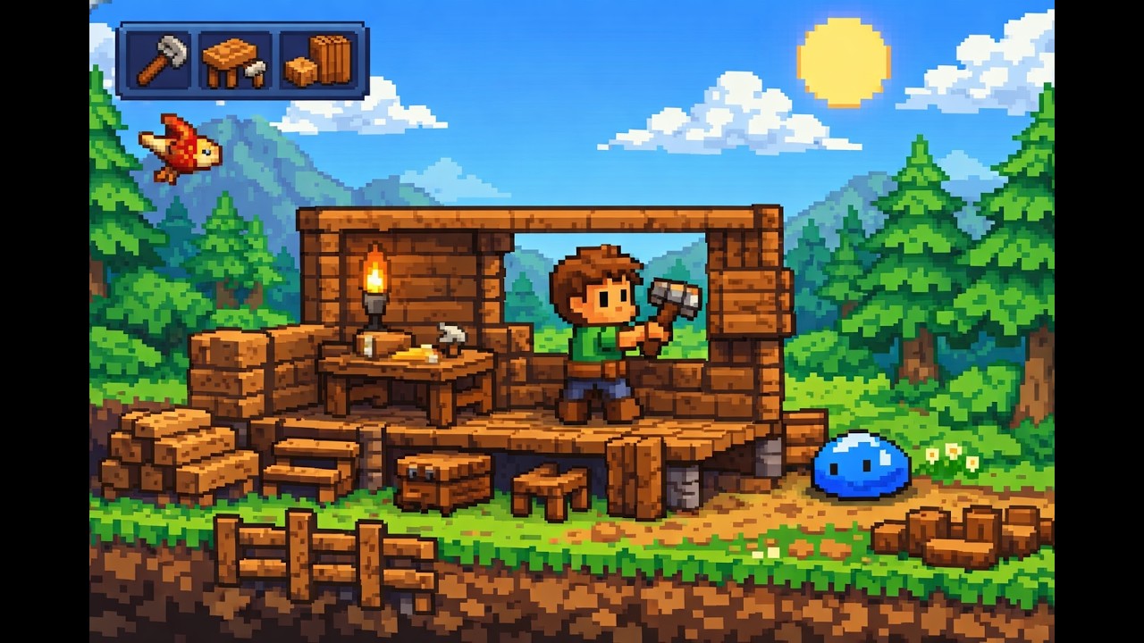 building my house1 terraria P1