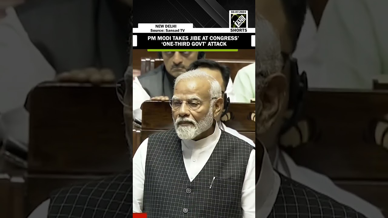 PM Modi takes jibe at Congress’ ‘one-third govt’ attack in Rajya Sabha