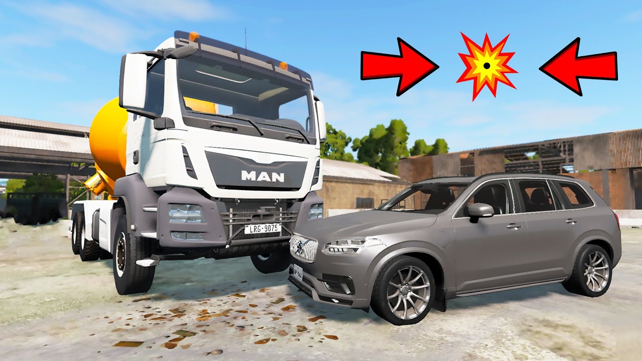 Volvo XC90 Vs 30 Ton Truck CRASH TEST - Realistic Car Crashes (BeamNG Drive)