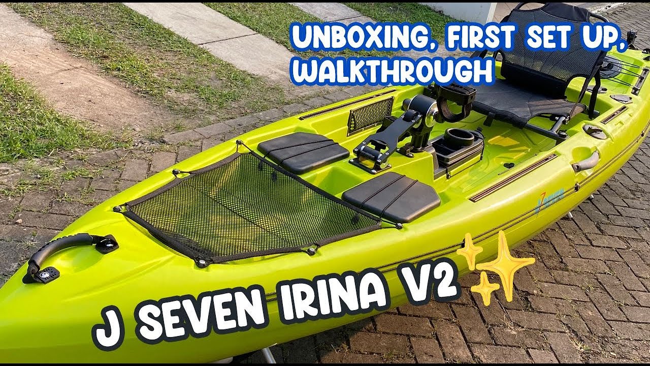 J Seven Irina v2 unboxing, first set up,walkthrough - pedal kayak - kayakfishingindonesia