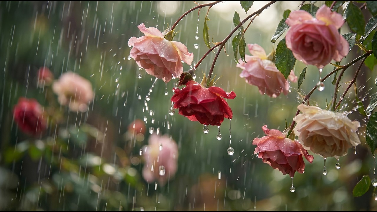 Soft Rain in a Beautiful Garden 🌧️ Deep Sleep Inducing White Noise #012 | 4K