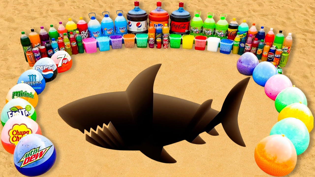 Большое извержение зубной пасты от Shark, Giant Fanta, Mirinda, Mtn Dew, 7up, Coca Cola против Me...