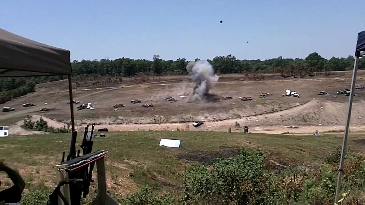 Helicopter Destroys Car with M-60 Machine Gun OFASTS 2012