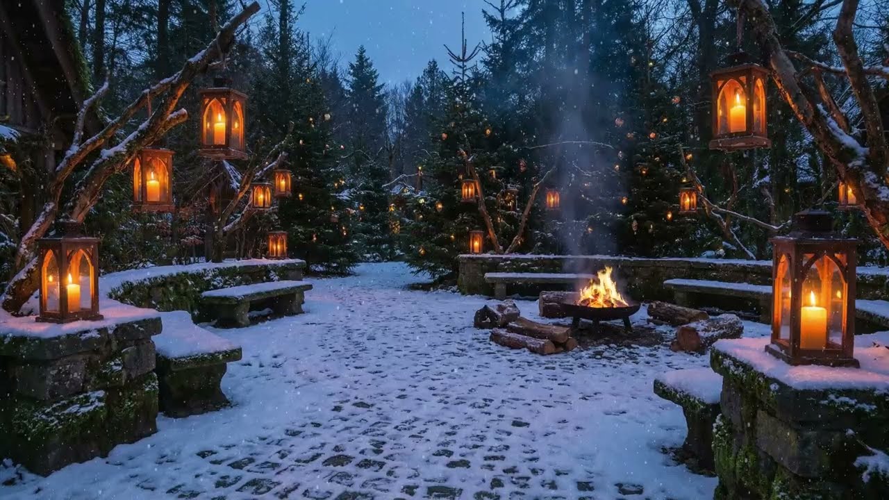 The Winter Lantern Circle — Cozy Fantasy Ambience with Fire Crackling & Calm Music