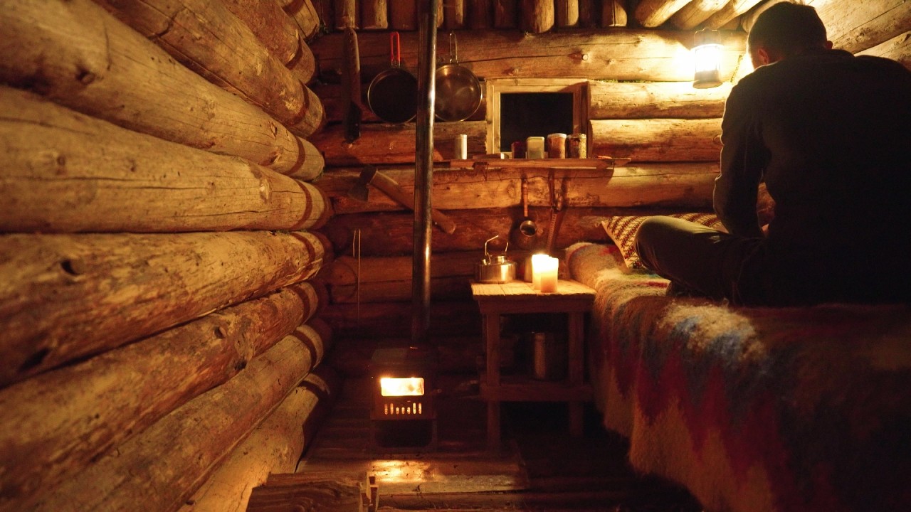 Overnight in a Small Cabin in the Forest. Video for Falling Asleep Fast. ASMR