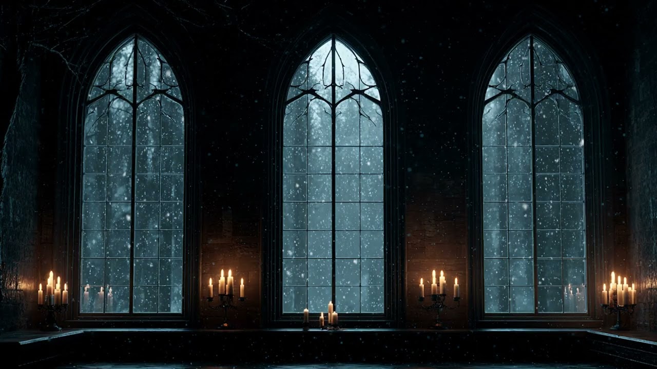 Cozy Winter Cabin Night ❄️ Fireplace Crackling & Snowfall Ambience for Sleep