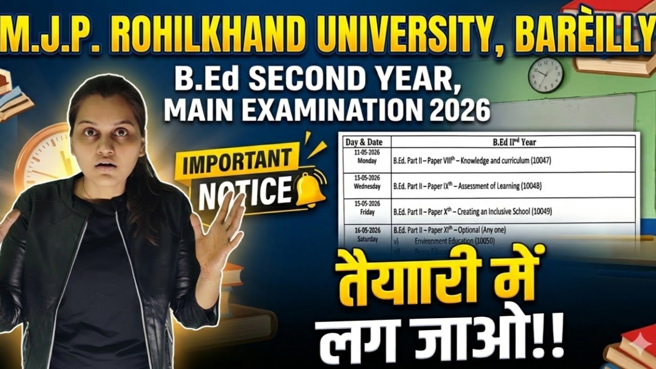 MJPRU,B.Ed 2nd year,main examination schedule 2026😇😇