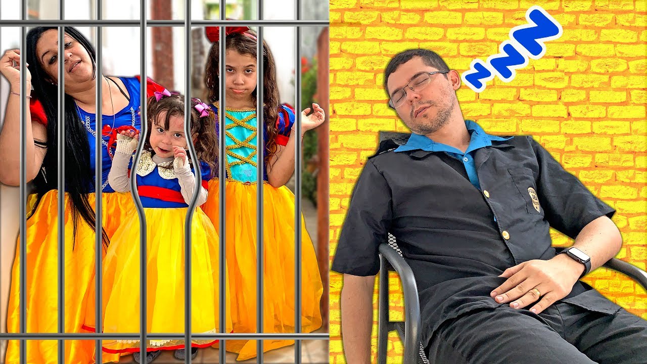 PAPAI FINGE BRINCAR de policial e PRENDE as BRANCAS DE NEVES