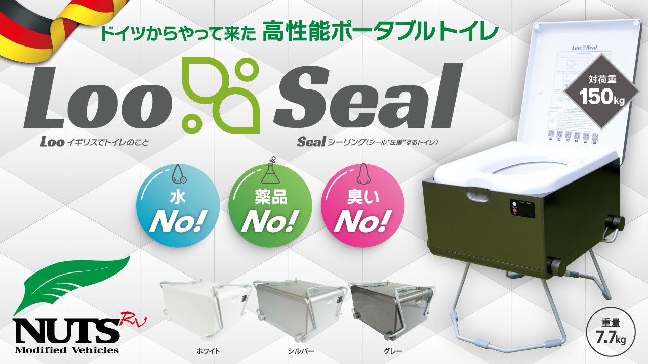 [NUTS RV公式] ドイツからやって来た高機能ポータブルトイレ「Loo Seal - ルーシール」のセットアップと使い方