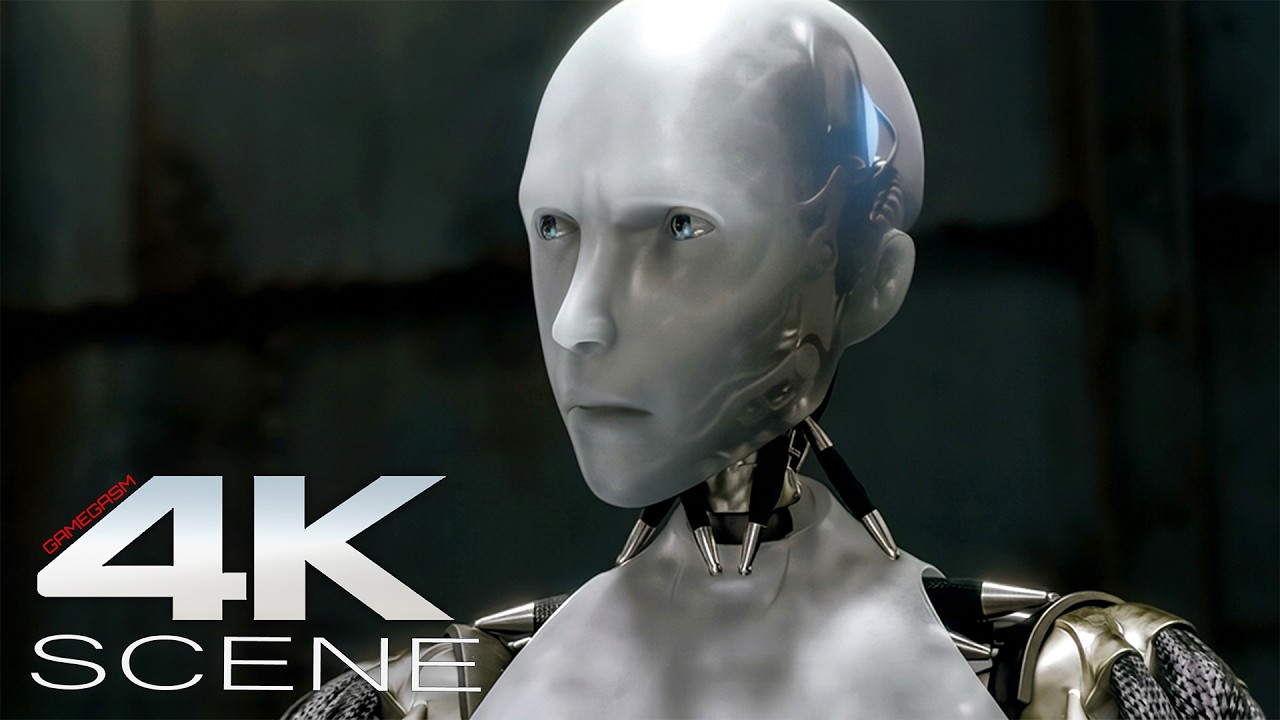 Sentient A.I. Robot Escapes Holding Facility (4K Blu-ray) Fight Scene | I, ROBOT - Movie Clip