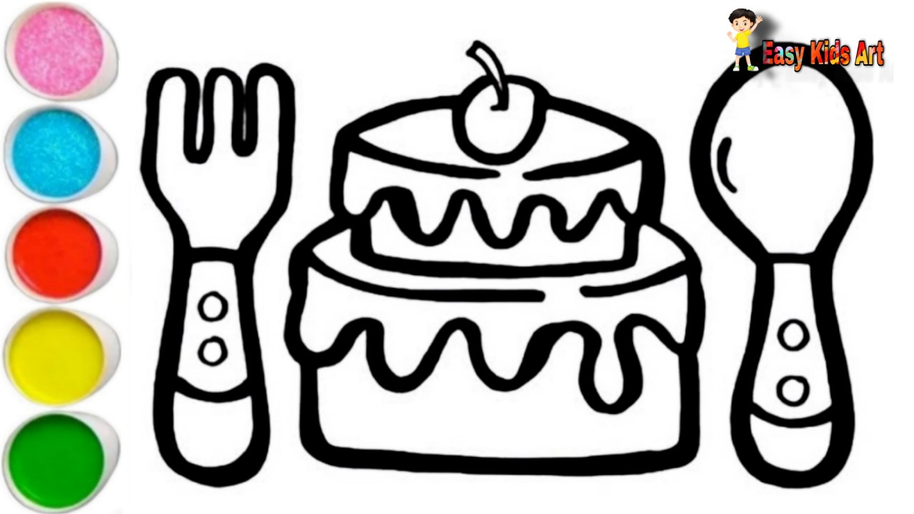 🎂 Easy Birthday Cake Drawing & Coloring for Kids | Step by Step Art