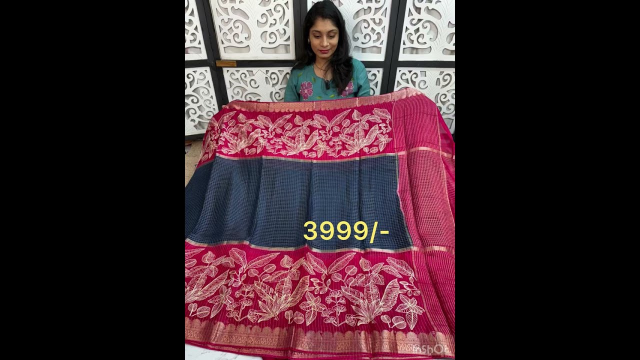 Exclusive Mysore silk mangalagiri checks desgin 🌷Contrast embroidery boader
