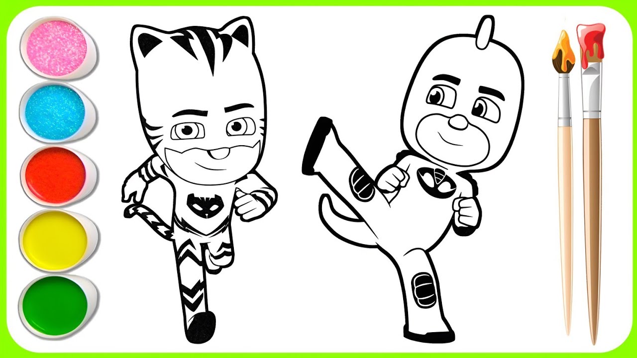 Coloring PJ Masks | Catboy & Gekko | Easy Coloring Pages For Kids | PJ Masks Drawing and Coloring