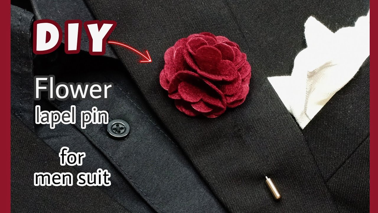 DIY Flower Lapel Pin for men suit . / how to make a lapel pin for wedding. / Diy flower boutonniere.