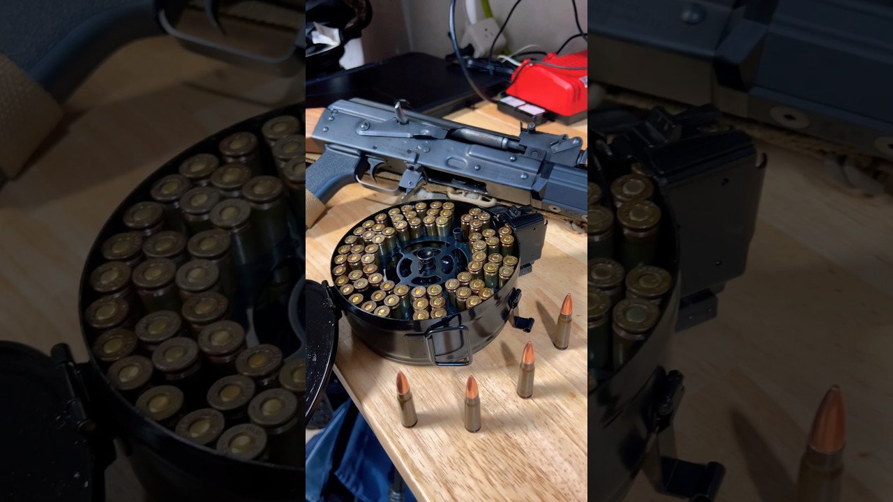 Loading kci 75 round drum mag for the zastava m70 #ak