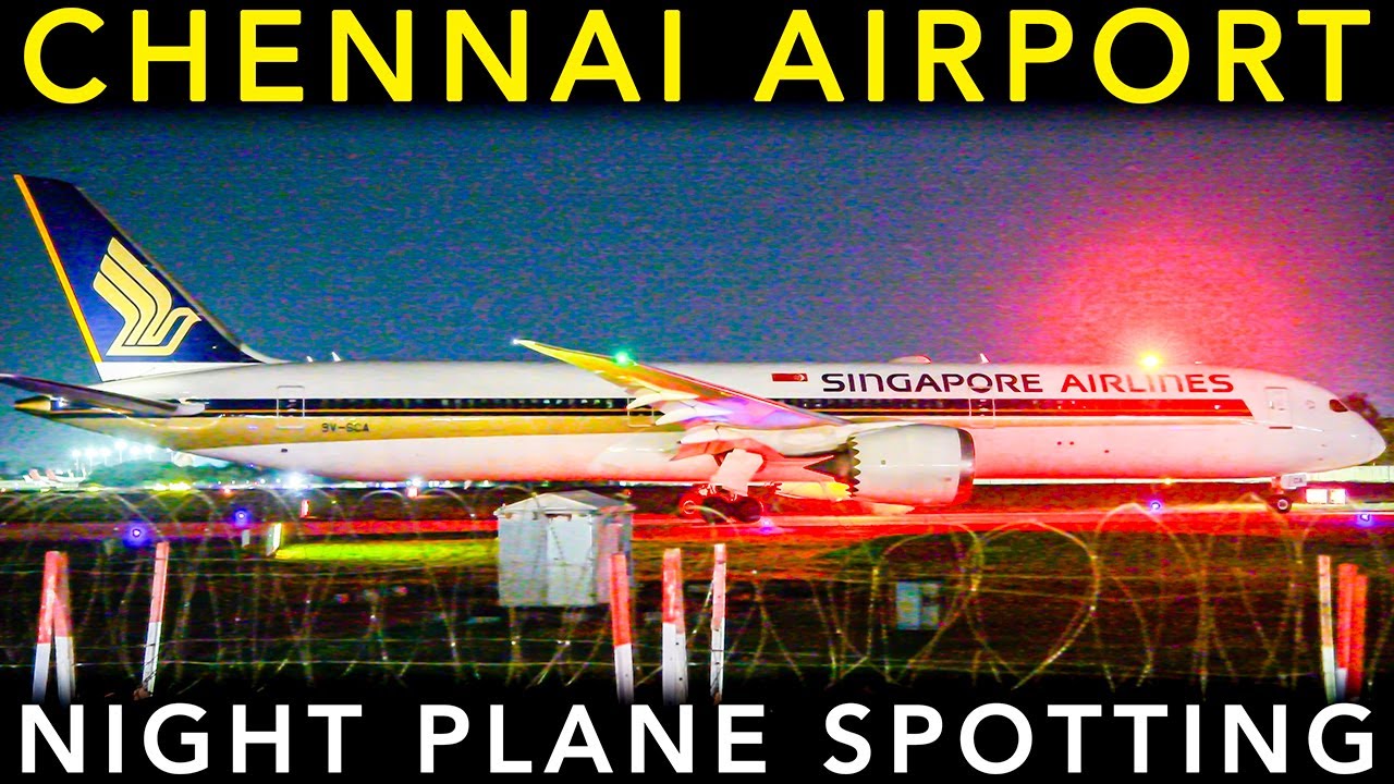 NIGHT PLANE SPOTTING at CHENNAI AIRPORT | Landing & takeoff