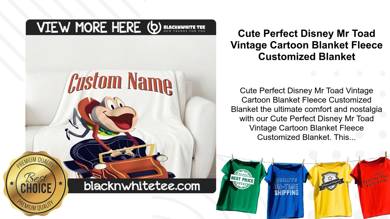 Cute Perfect Disney Mr Toad Vintage Cartoon Blanket Fleece Customized Blanket