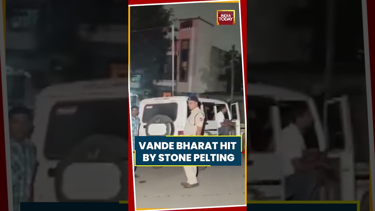 Vande Bharat Hit By Stone Pelting Near Surat, Visuals From Spot Surface #vandebharatexpress