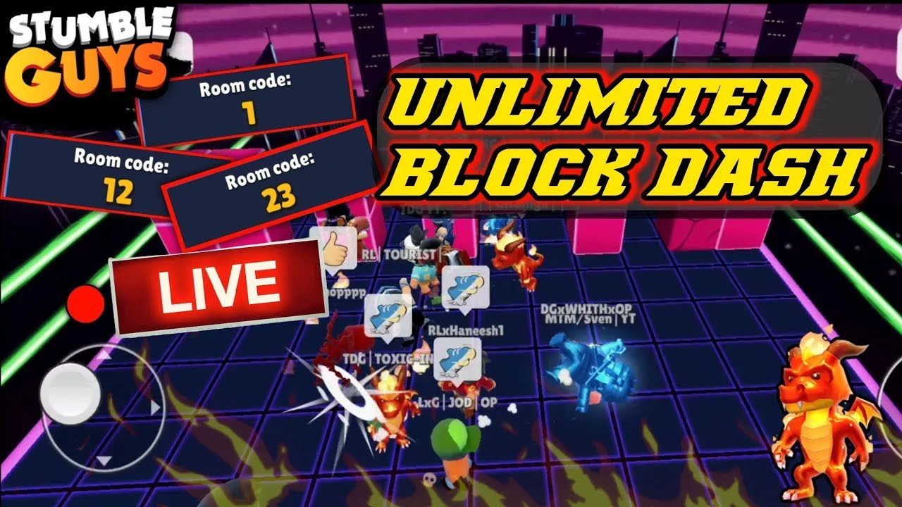 🔥 UNLIMITED BLOCK DASH LIVE! 😱 💎 | Stumble Guys LIVE CODE 🟩 (JOIN FAST!!) || live ||