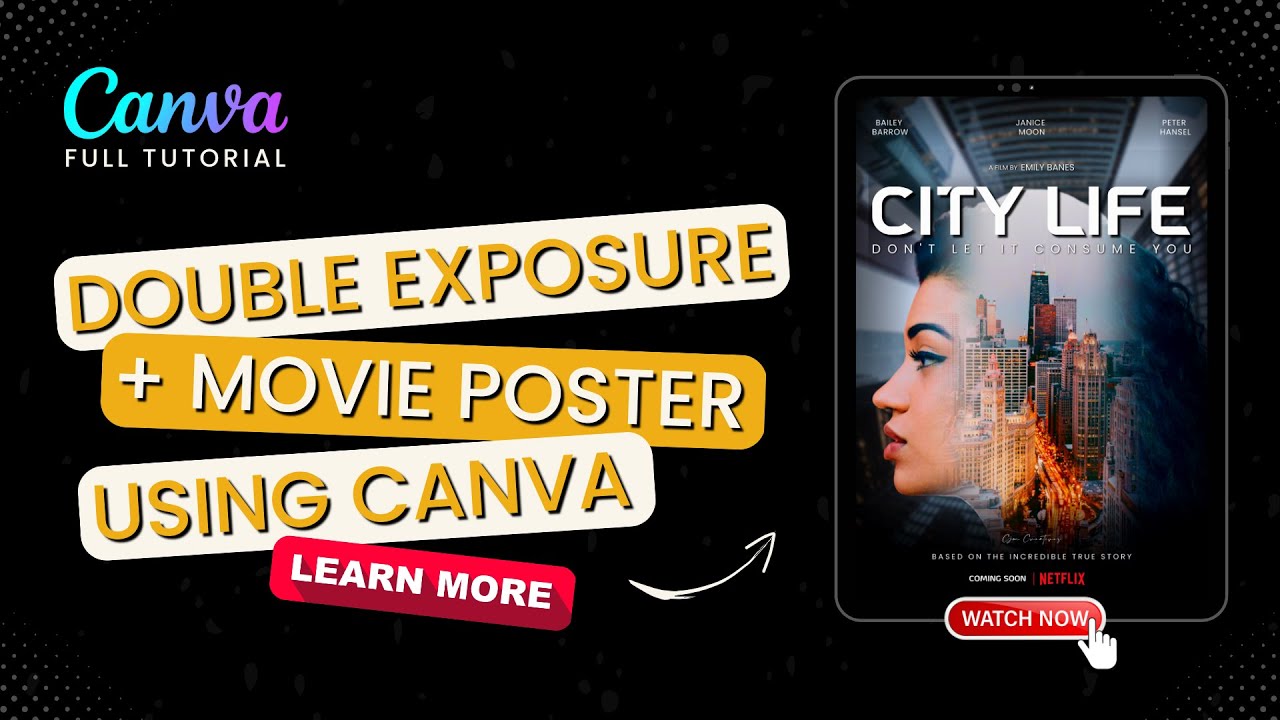 Canva Double Exposure Effect Tutorial | Movie Poster in Canva | Canva Hacks & Tricks