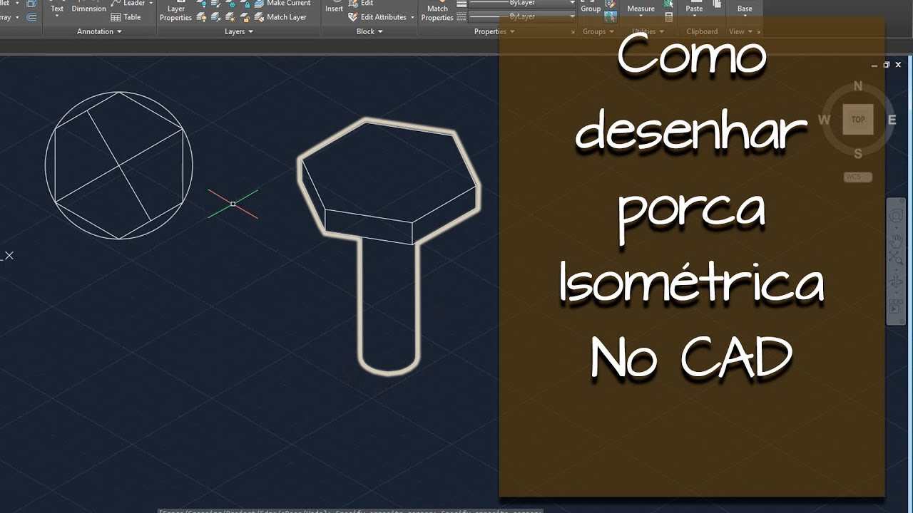 Como desenhar uma  porca isométrica no AutoCAD