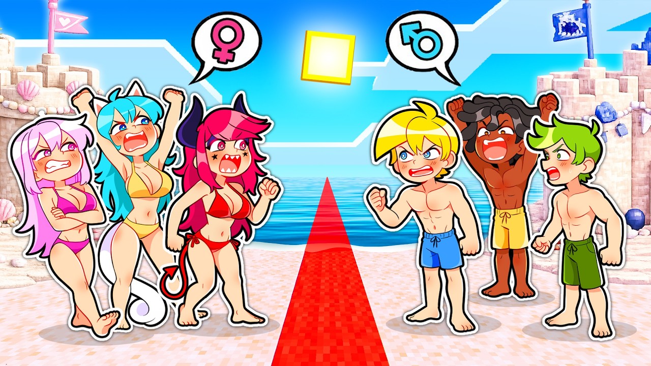 Le RAGAZZE hanno DIVISO la SPIAGGIA a Metà Su Minecraft!