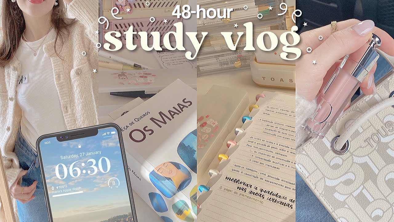 48-hour study vlog 🎀 waking up early, study time-lapse, lots of notetaking