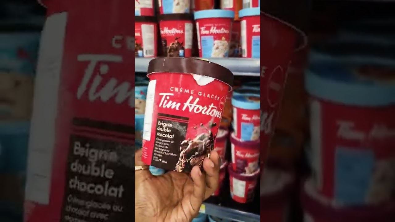 TIM HORTONS ICE CREAM| DOUBLE CHOCOLATE DONUT with FUDGE DONUT PIECES #grocerystorefinds #shorts