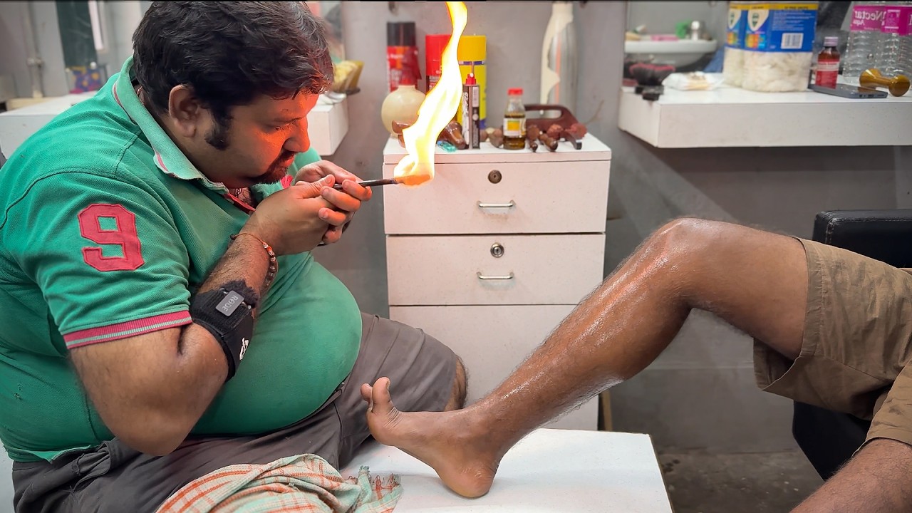 Shamboo Barber Deep Tissue FIRE🔥 Foot Massage Therapy | Instant Leg Pain Relief | ASMR Gautam