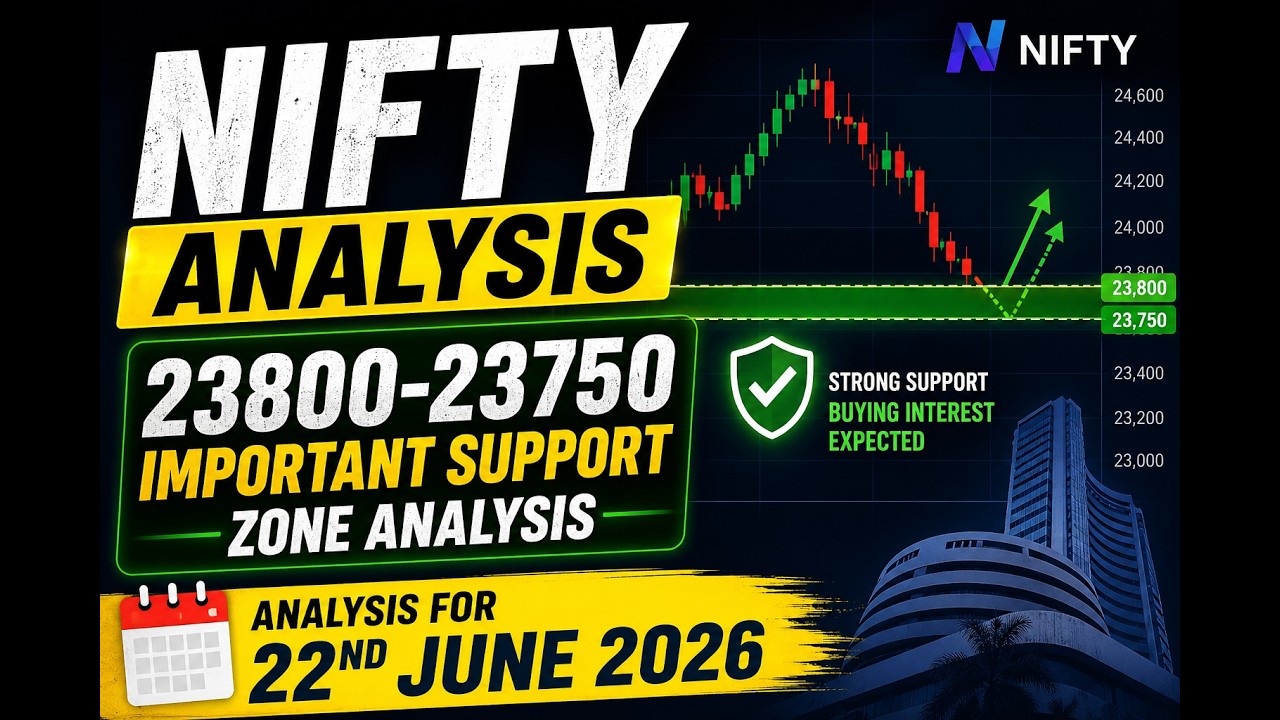 🚨 NIFTY Important Support Zone 23800-23750 | Complete Analysis for 22 June 2026
