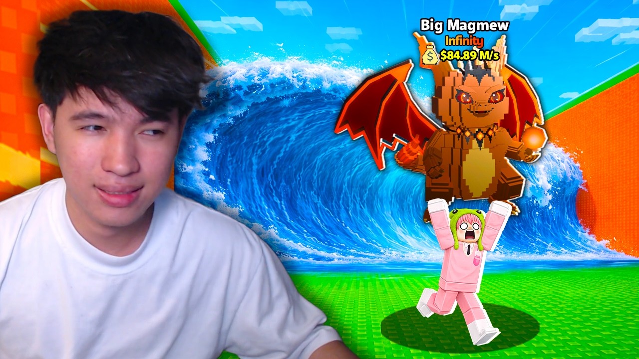 I Got BIG MAGMEW (Newest Infinity) in ESCAPE TSUNAMI FOR BRAINROT