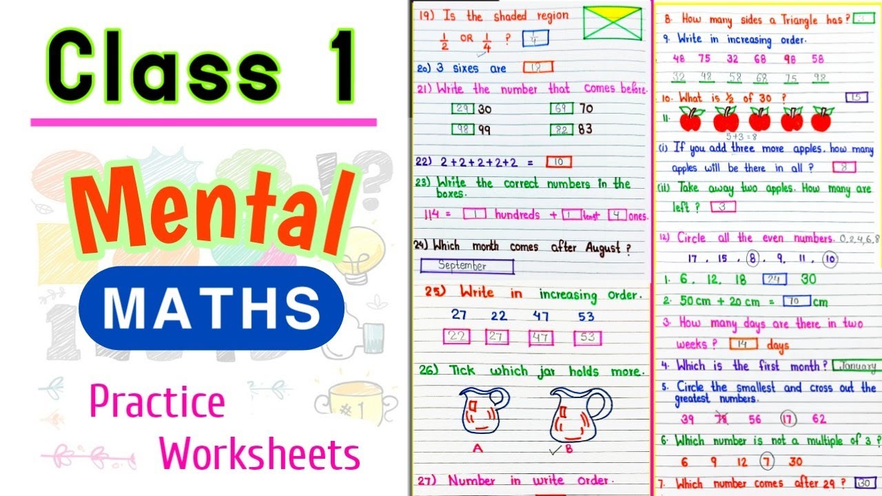 Class 1 Maths | Maths Worksheet for Class 1 | Class 1 Maths Worksheets | Class 1 Mental Maths |