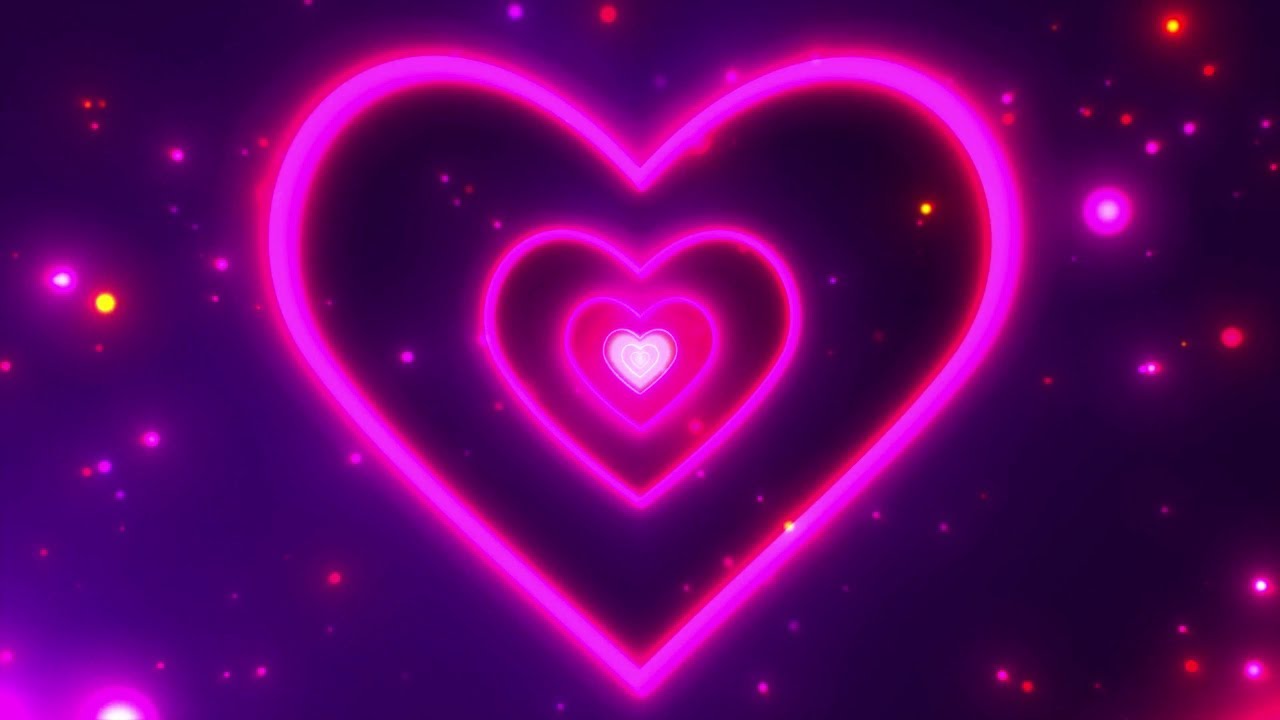 8 Hours Pink & Purple Heart Tunnel | Relaxing Neon Video for Sleep & Study - 4K UHD Video