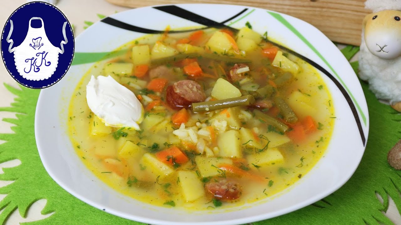 Ratz   Fatz  Suppe mit Reis und grüne Bohnen / Mittagsessen