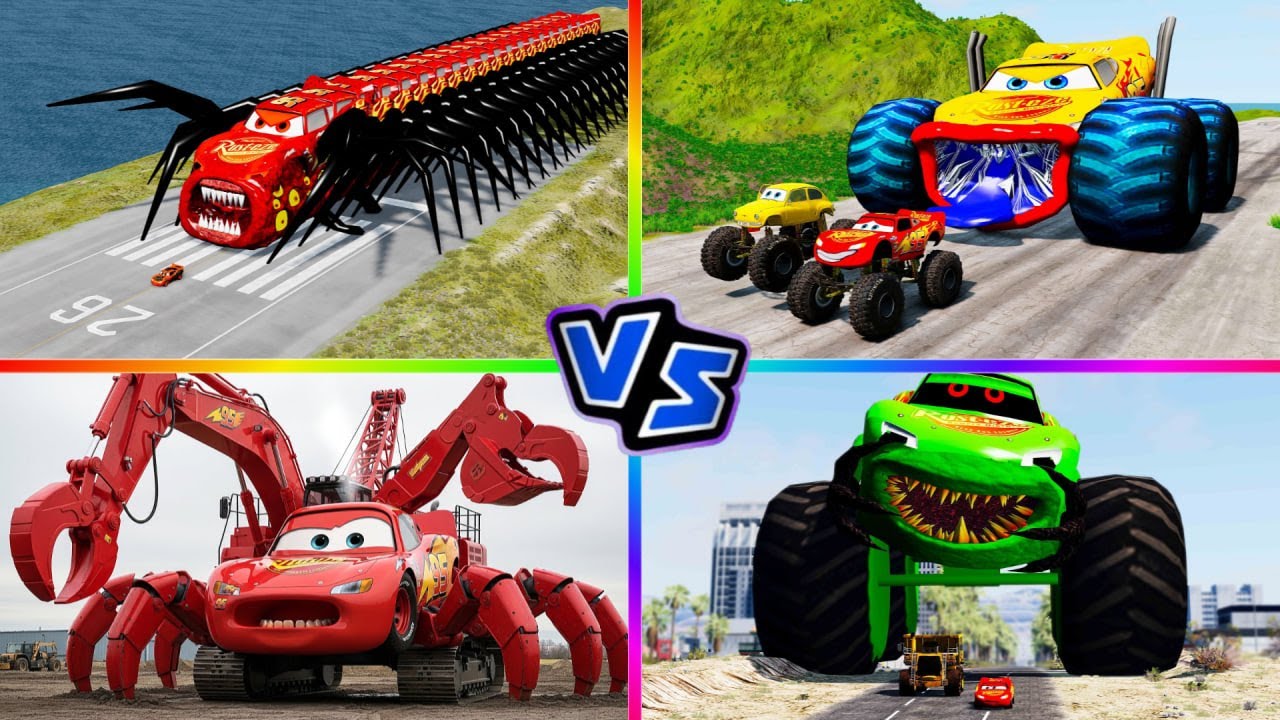 🚗MEGA McQUEEN SHOWDOWN! 💥 GIANT CENTIPEDE vs DOUBLE BUS MONSTER vs ZOMBIE PIT! 💀🔥