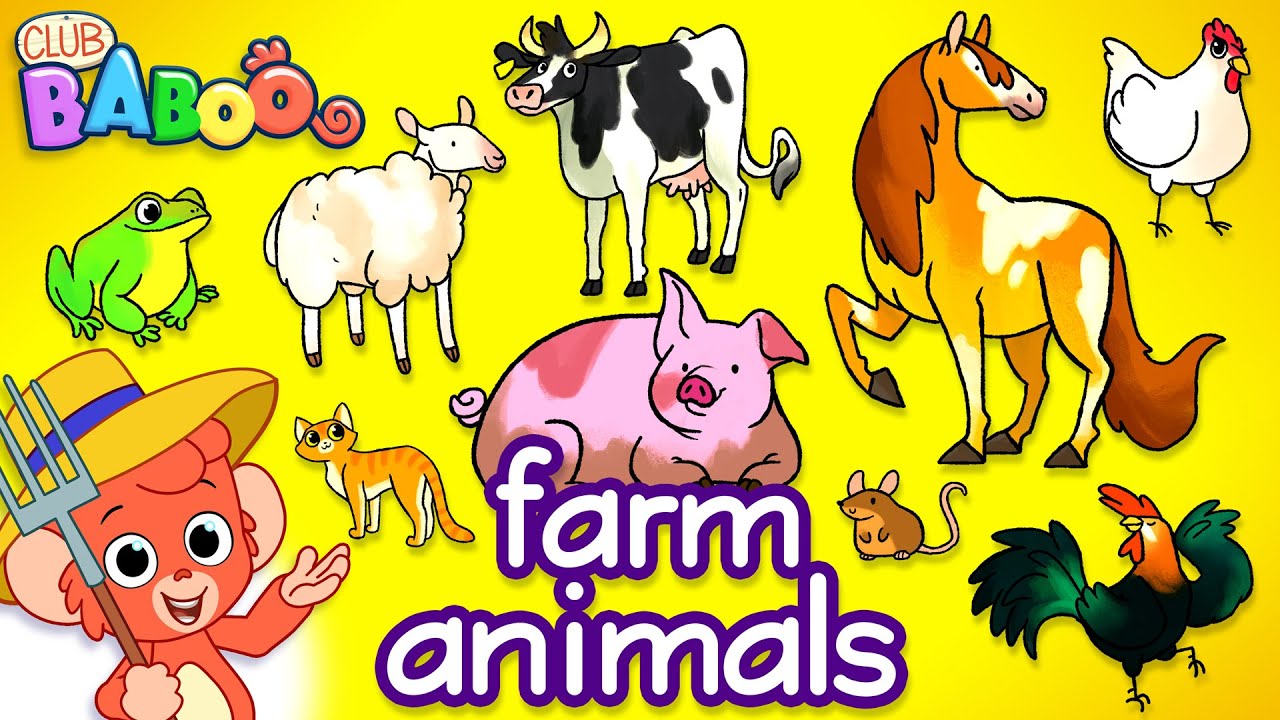 Learn Farm Animals For Kids | Domestic Barnyard Animals Names and Sounds for Children | Club Baboo