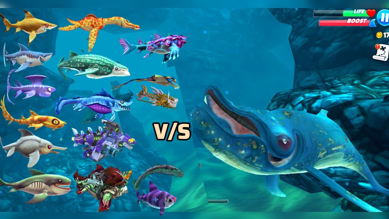 Hungry Shark World King Of Bule While Vs All Sharks New Update #new 