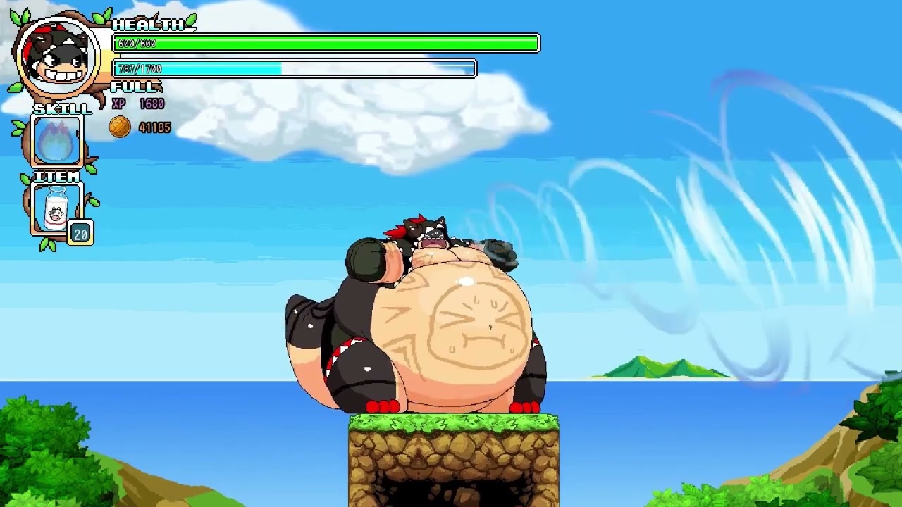 Tribal hunter munch inflation and pop sound edit
