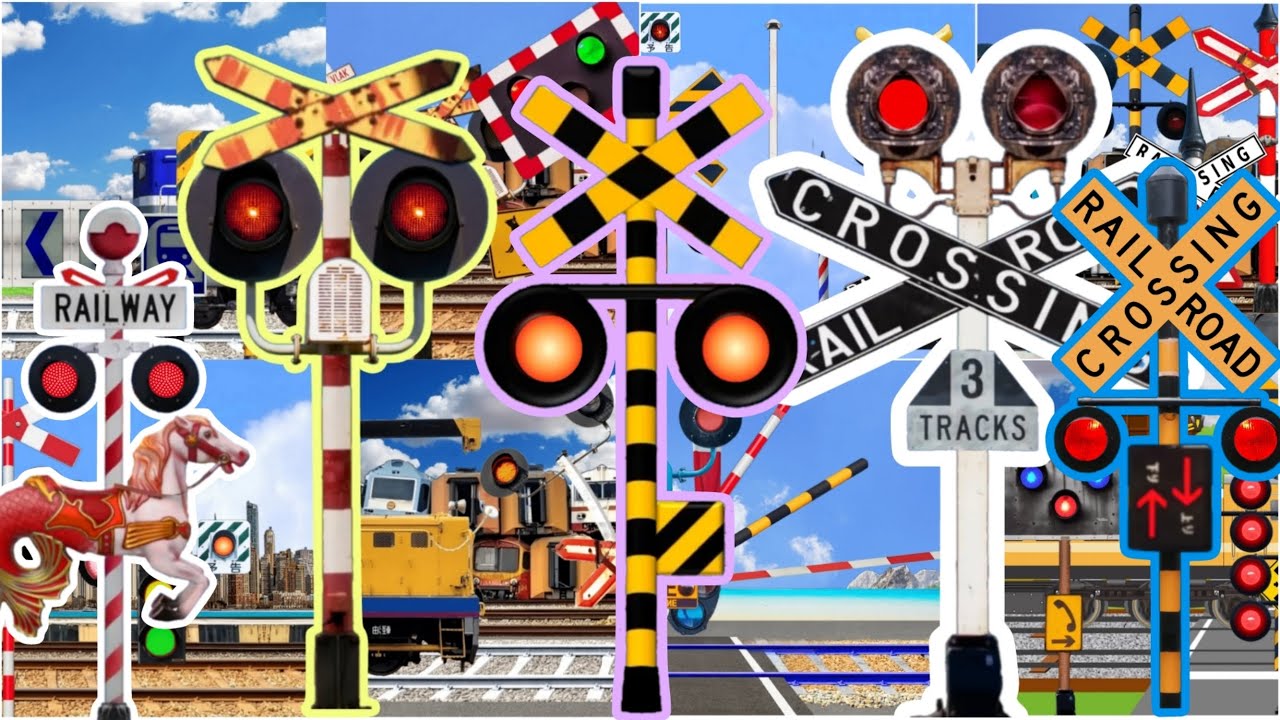 【踏切アニメ】FUMIKIRI  踏切  Part 3 Kumpulan vidio palang pintu kereta api panjang montage Train and sign !