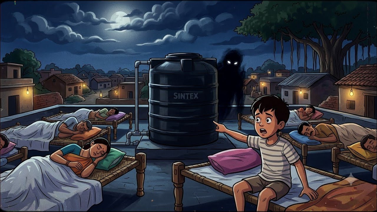 🌙 90s Summer Vacation ❤️ | पूरी गली छत पर सो रही थी, फिर आधी रात को😱| Rooftop Story | Ghibli Style